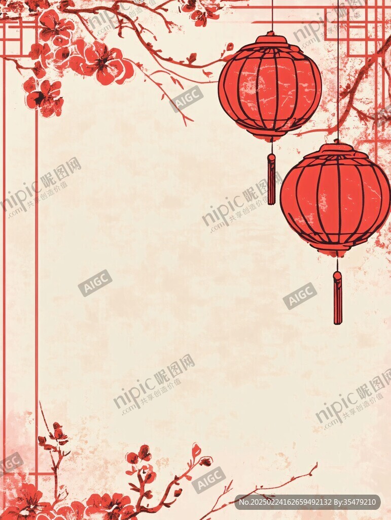 灯笼梅花背景图