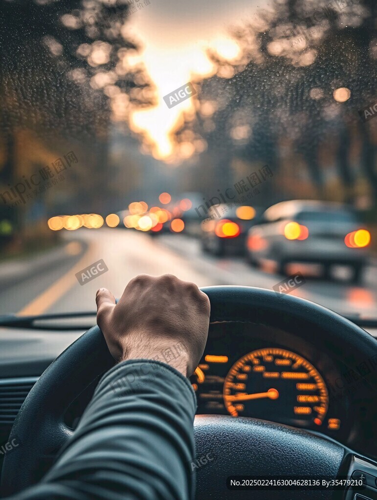雨中开车