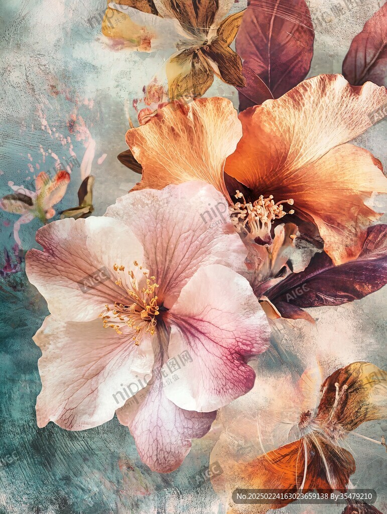 现代花卉肌理装饰画