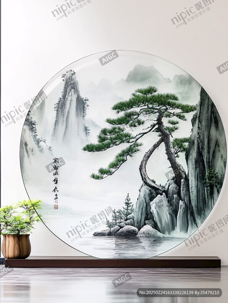 迎客松圆盘装饰