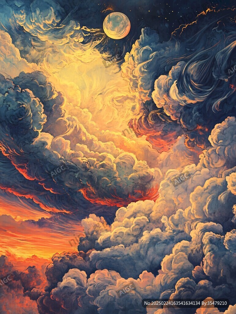 立体画云海
