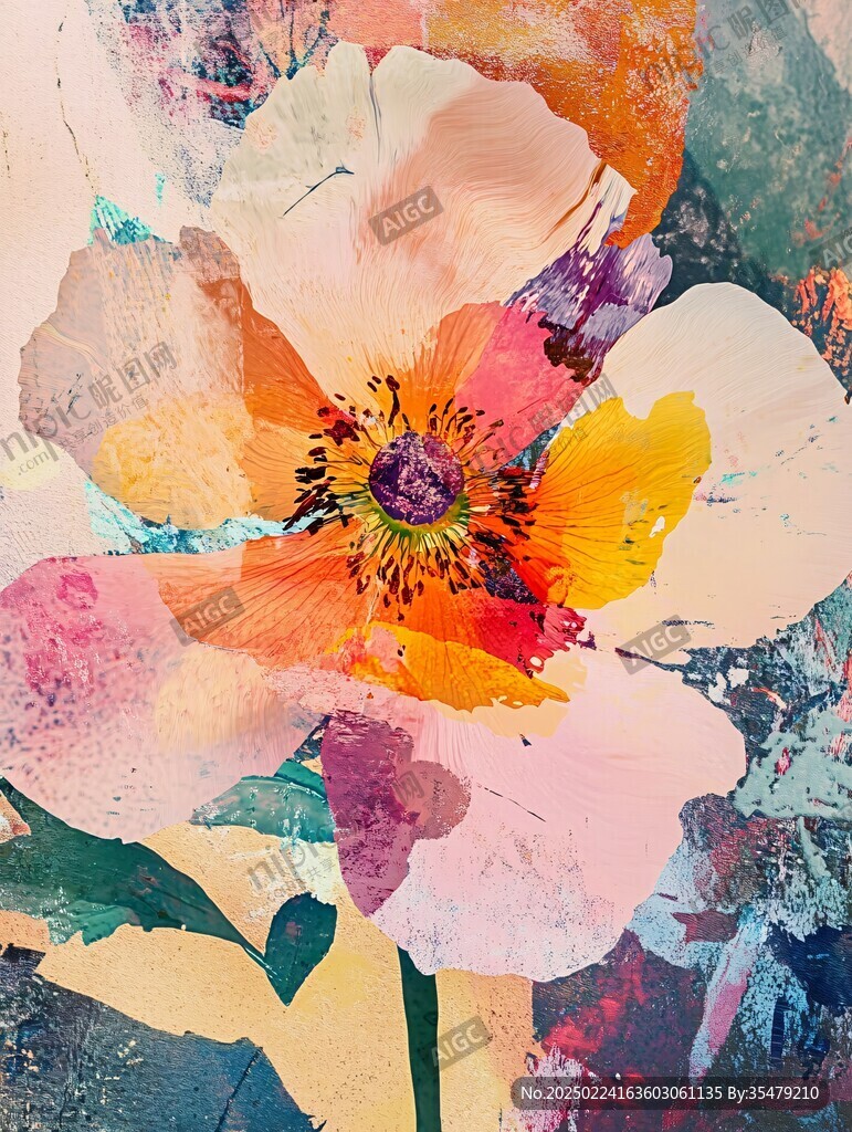 现代花卉肌理装饰画