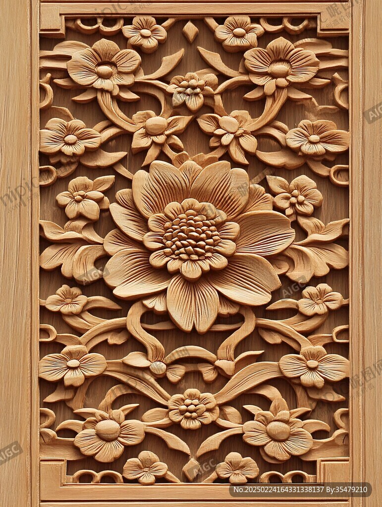 木雕精雕素材花纹
