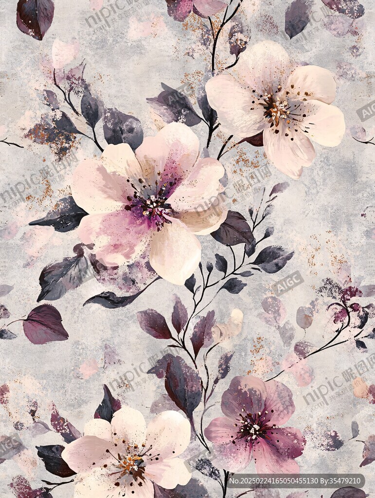 水彩苹果花