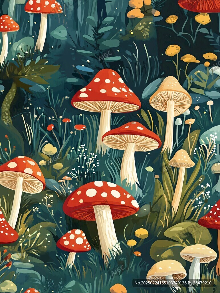 原创蘑菇插画图案