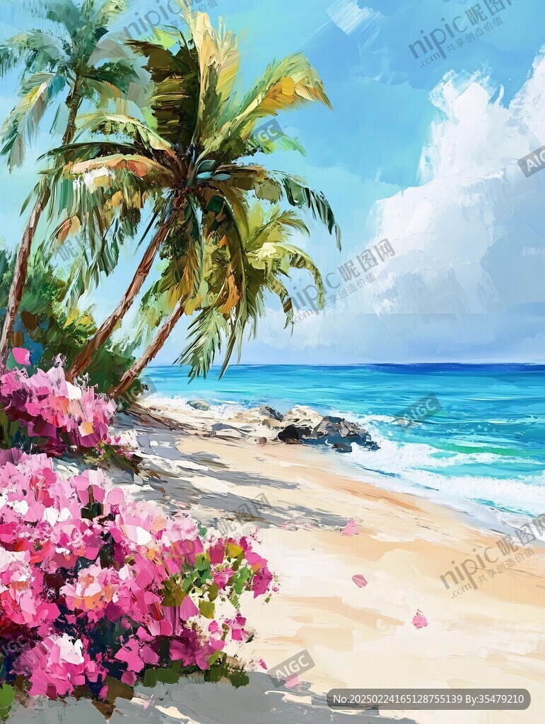 海滩风景画
