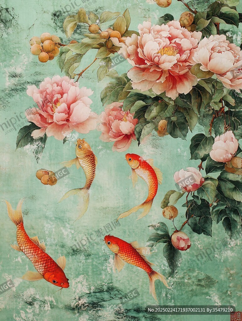 工笔花鱼壁纸