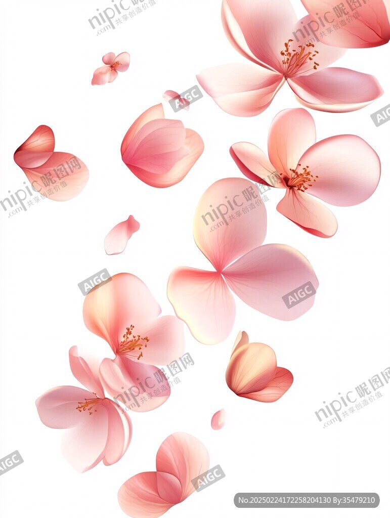 花瓣手绘桃花