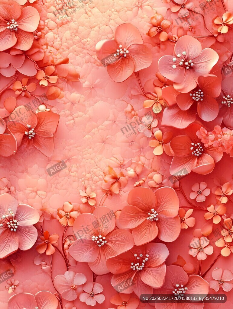 3d浮雕缤纷花卉