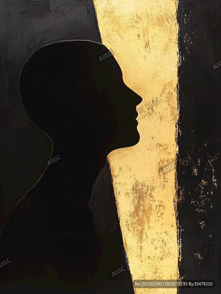 人物剪影油画