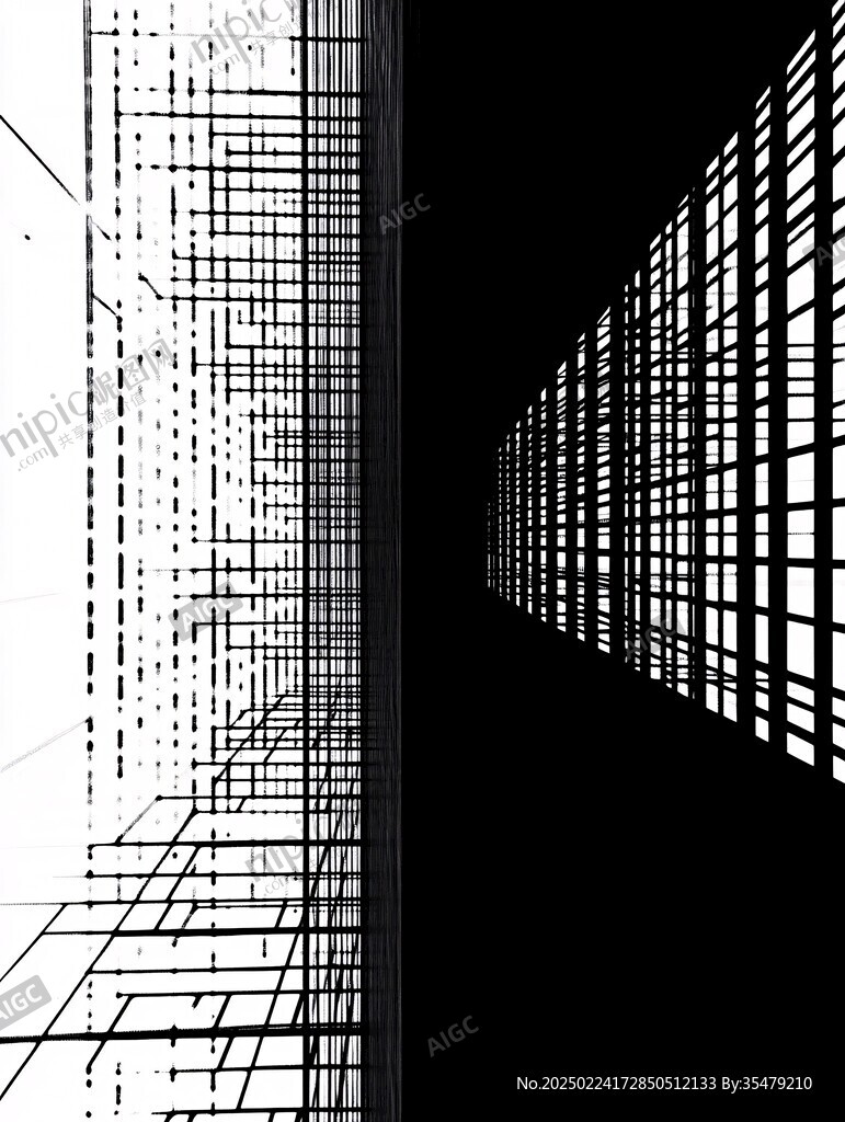 黑白建筑光影