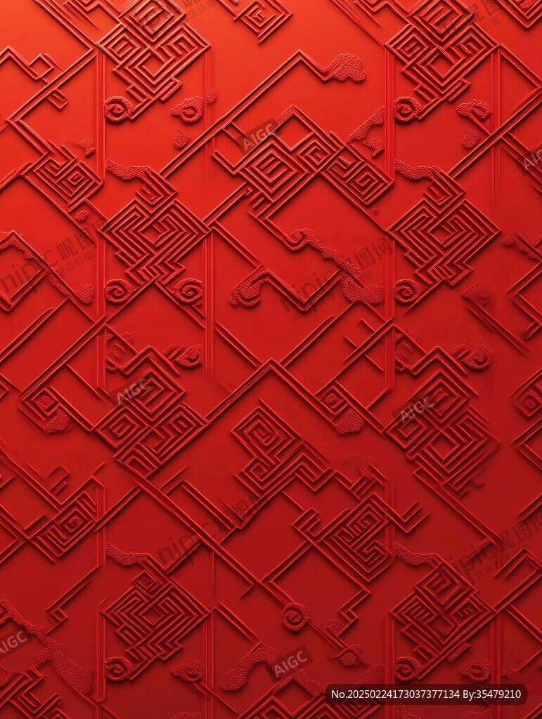 红色浮雕图案