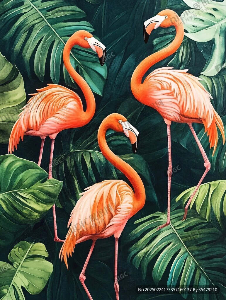 火烈鸟壁画