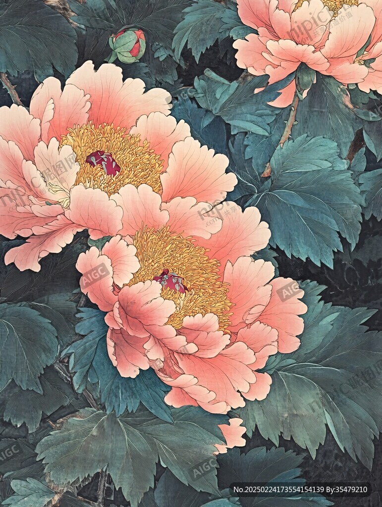 工笔牡丹花开富贵