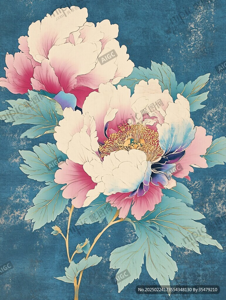 复古牡丹花