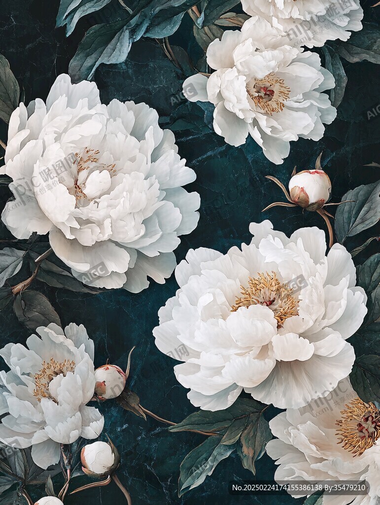 立体手绘牡丹花卉