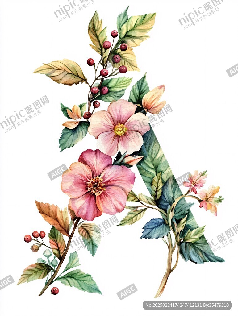 手绘木槿花