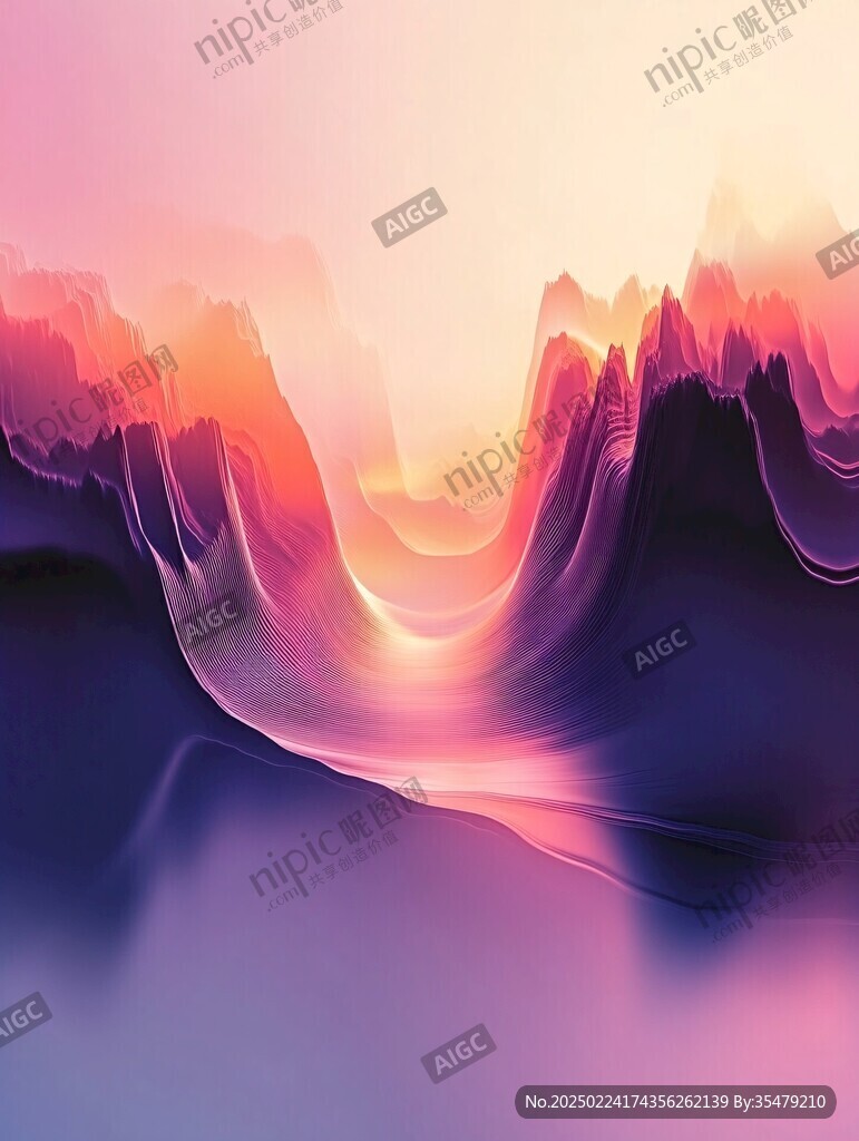 渐变色彩山水画