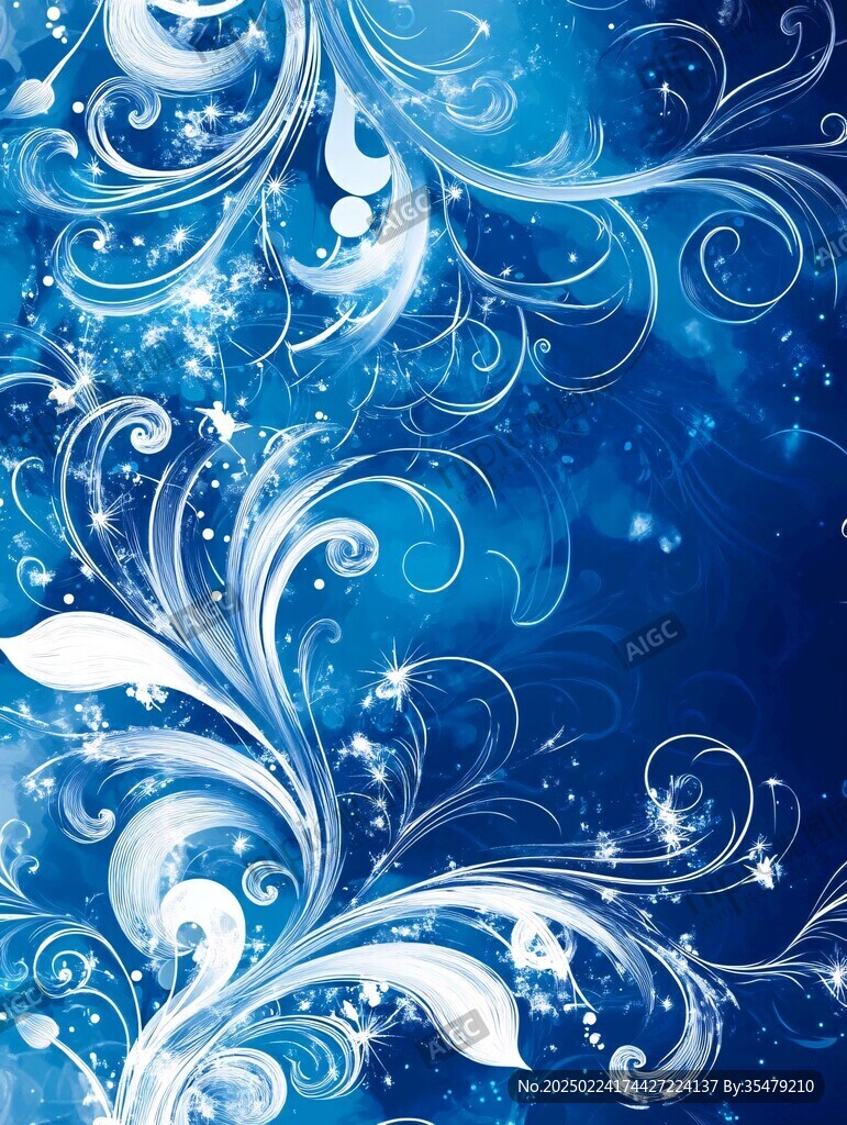 深蓝色浪漫深邃花纹