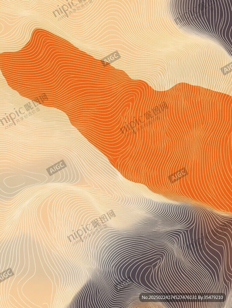 高端山水线包装插画