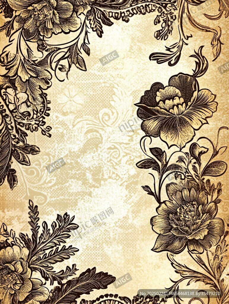 手绘欧式复古花卉