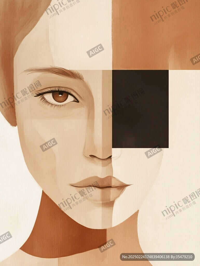 人脸色块拼接装饰画