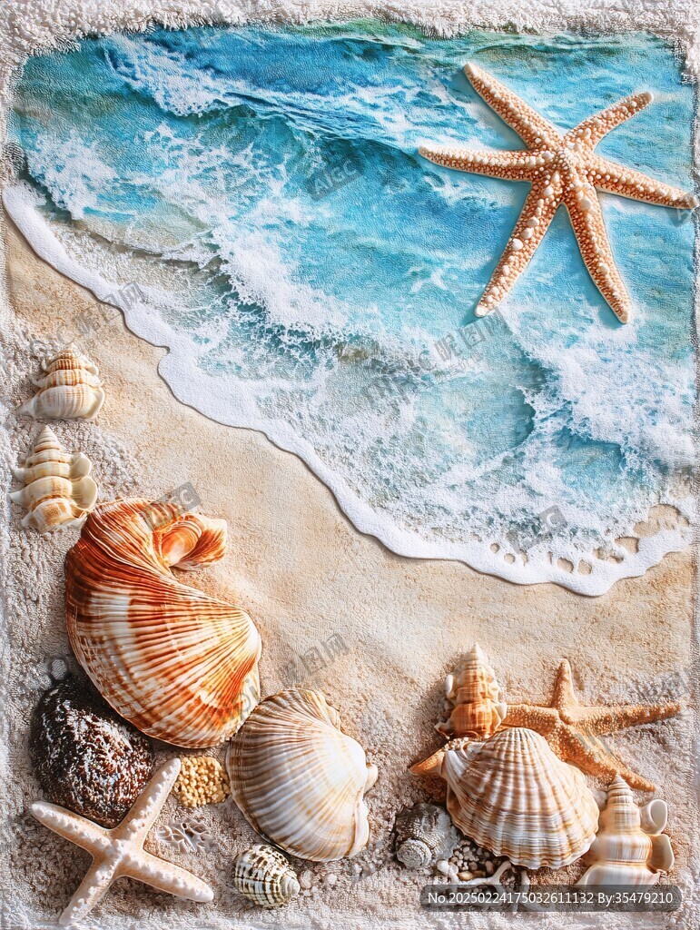 海滩风景3d立体画