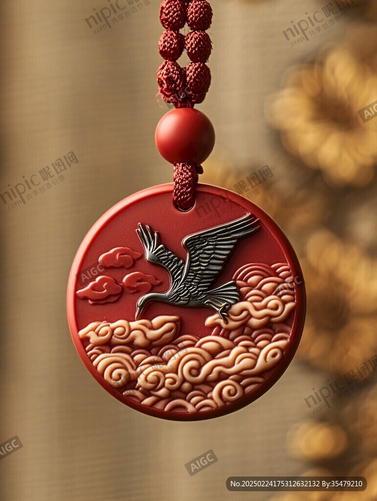 松针松鹤延年红金