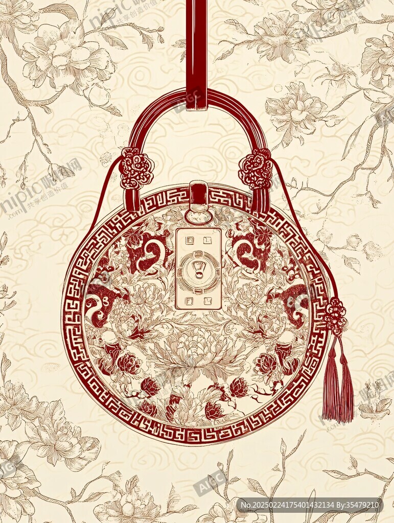 长命锁插画