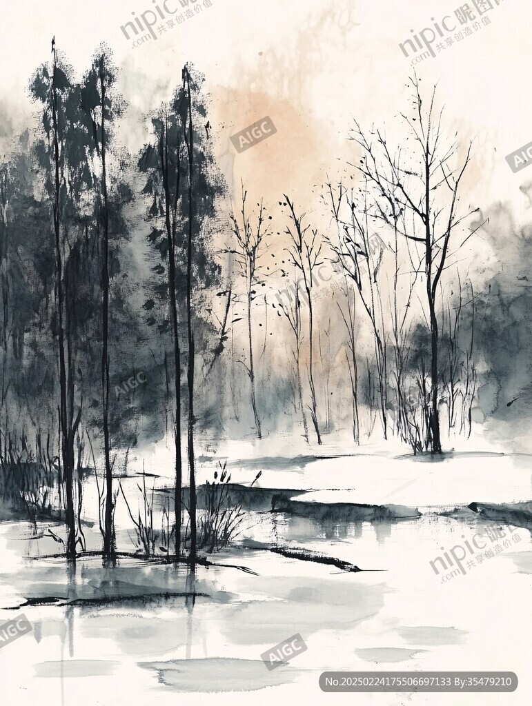 森林水墨画