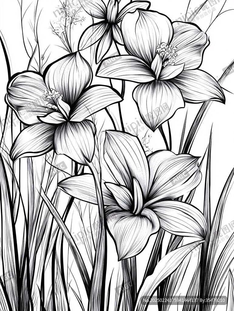 百合花钢笔画