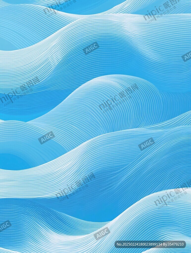 蓝白波浪线条