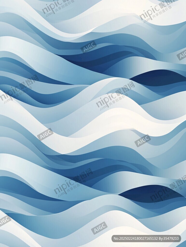 蓝白波浪线条