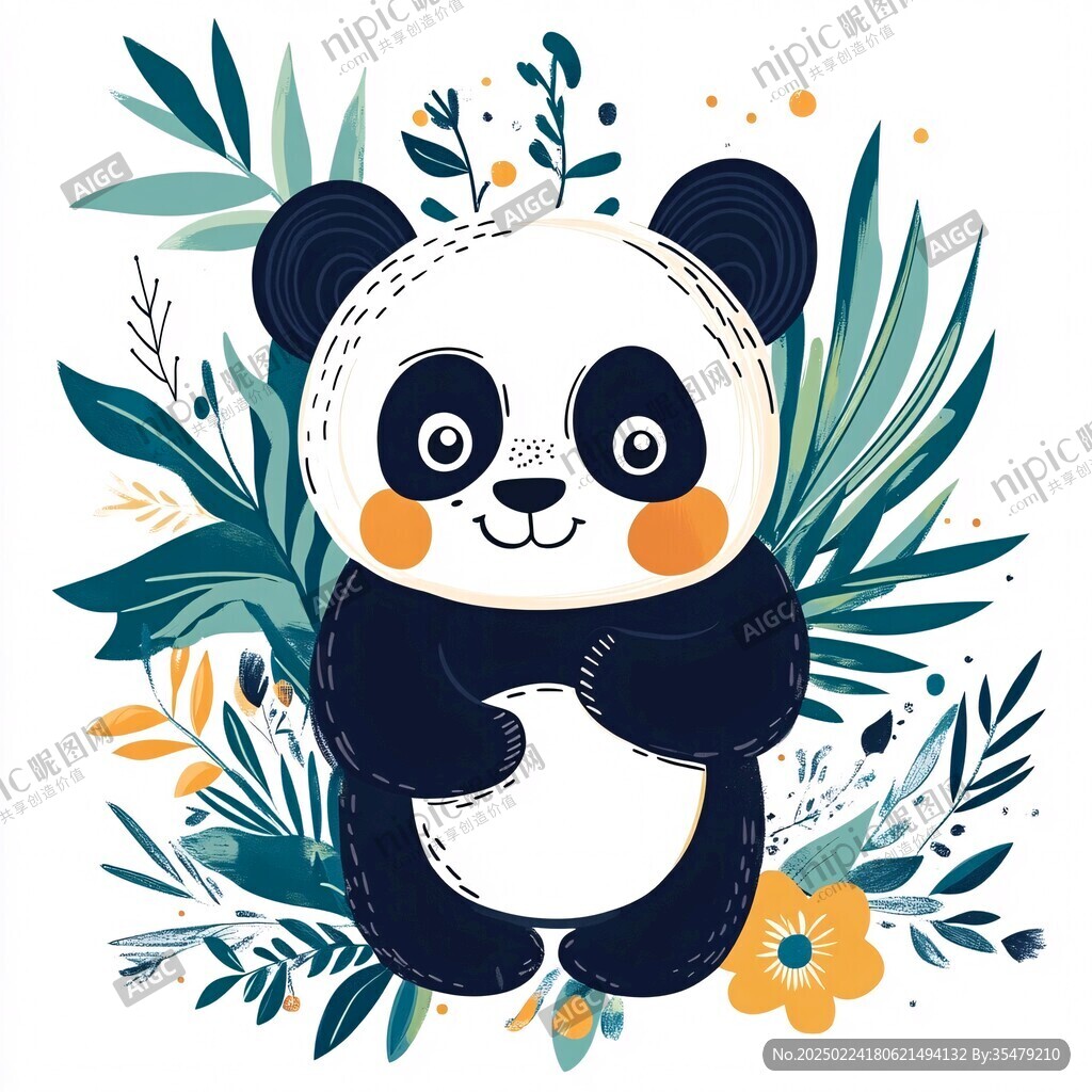 趣味小熊猫插画