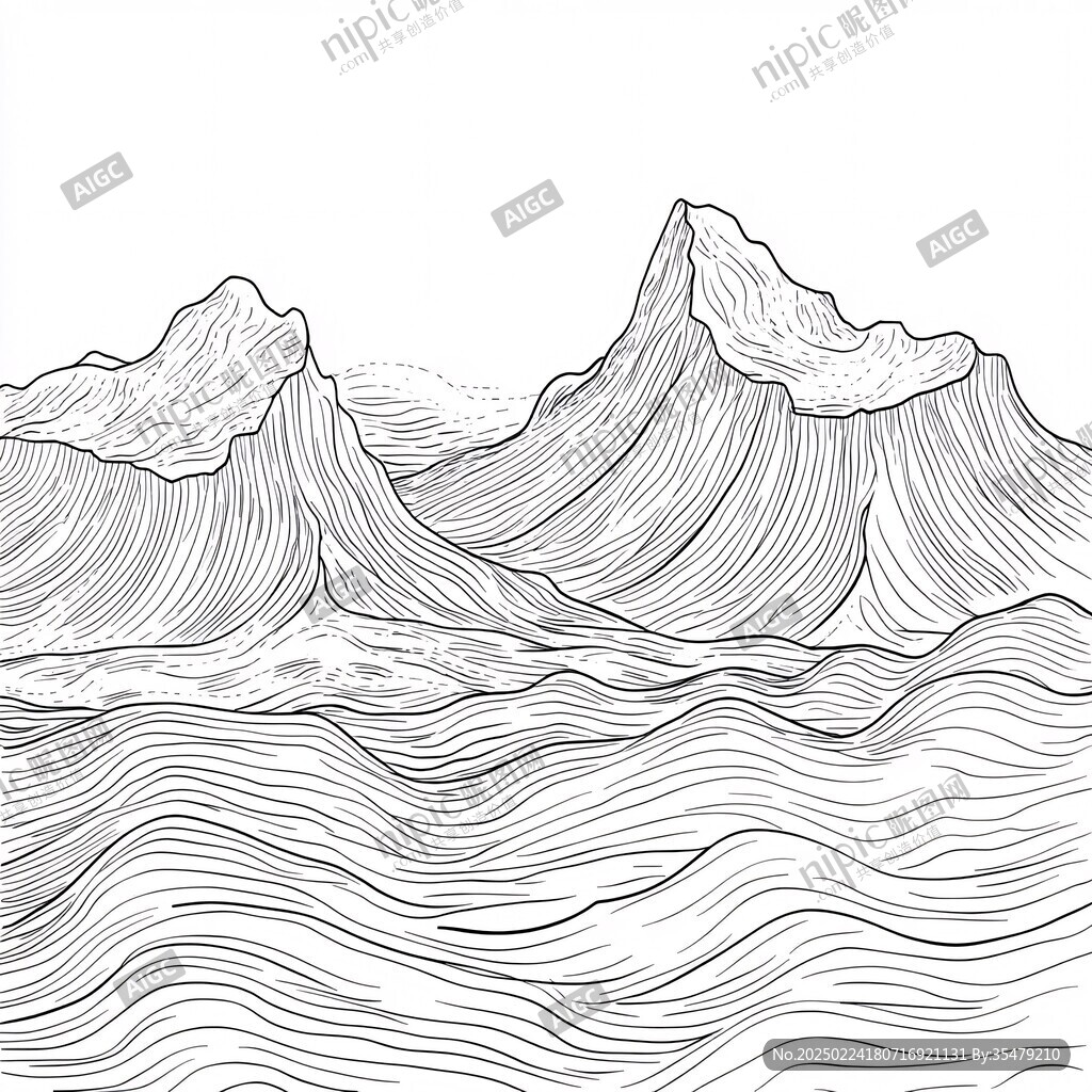 线描山脉