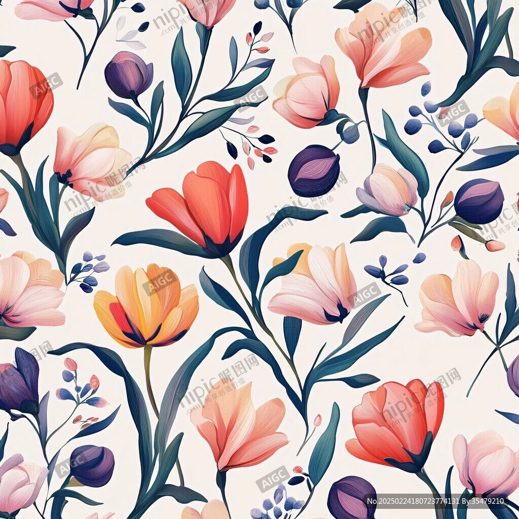 郁金香插画图案