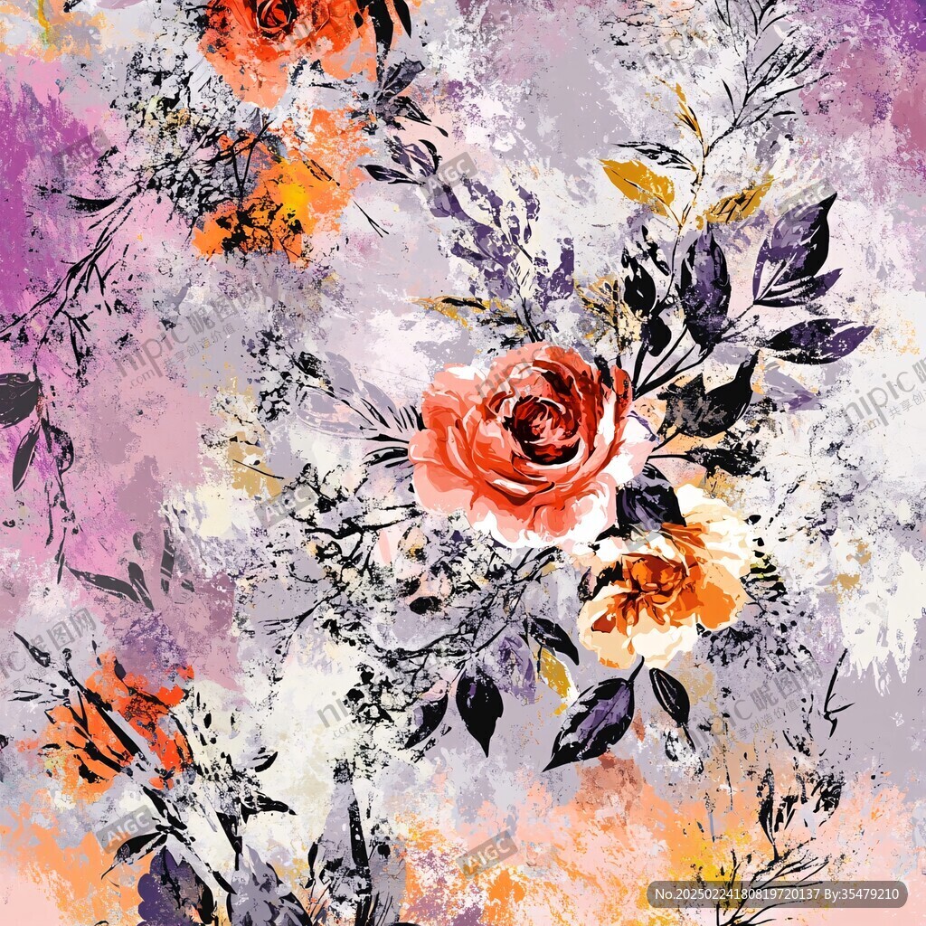 数码印花图案花卉