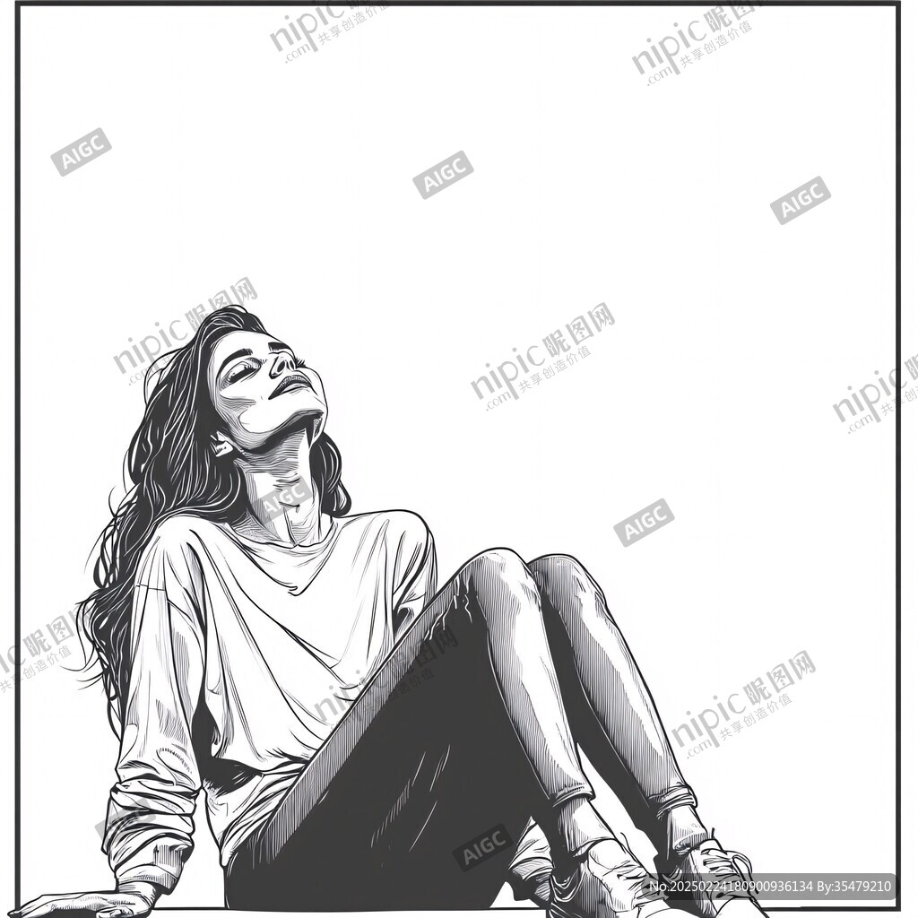 黑白人物插画