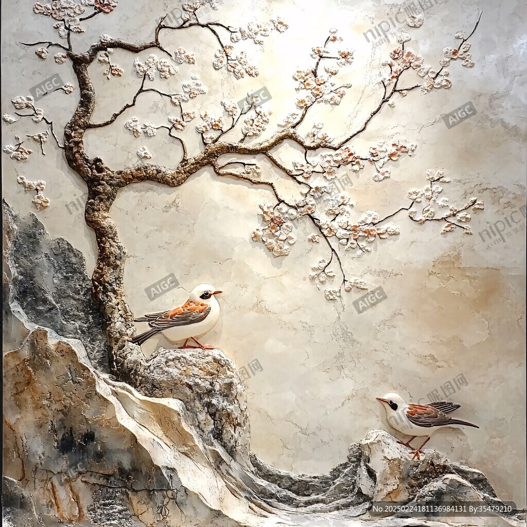 梅花花鸟壁画