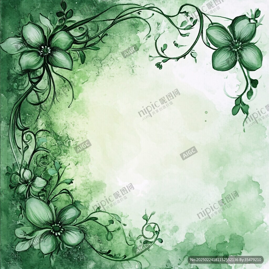 绿色边框花纹