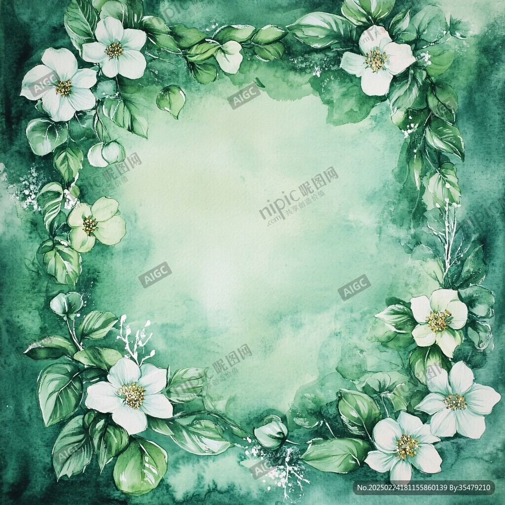 绿色额背景水彩