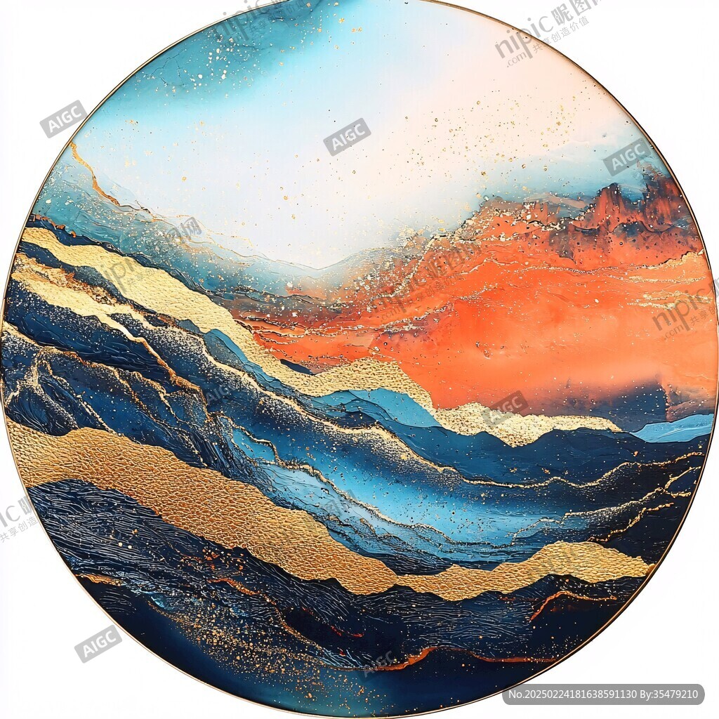 圆形山韵艺术画