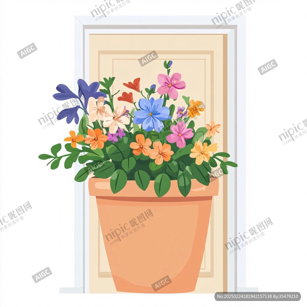 盆栽植物插画