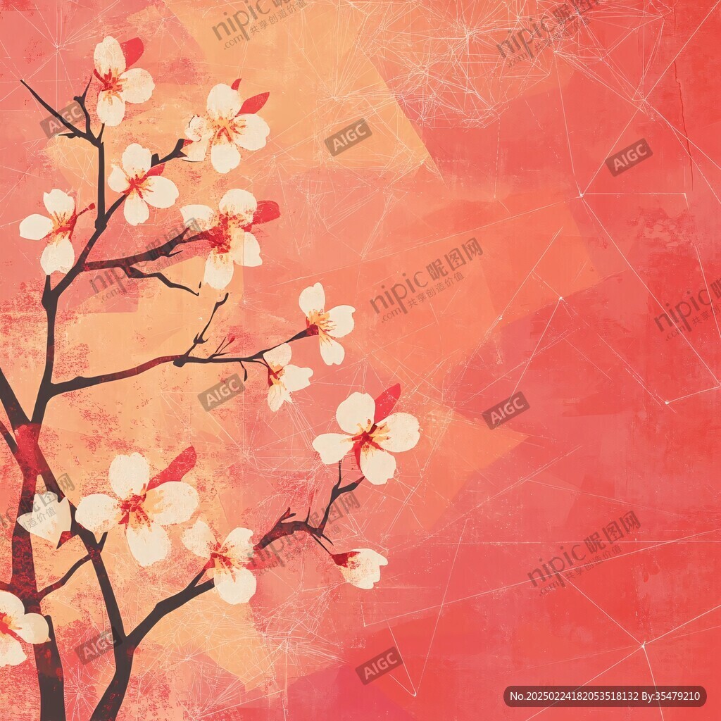 手绘梅花背景