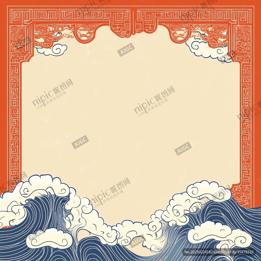 中式图案云纹浪花