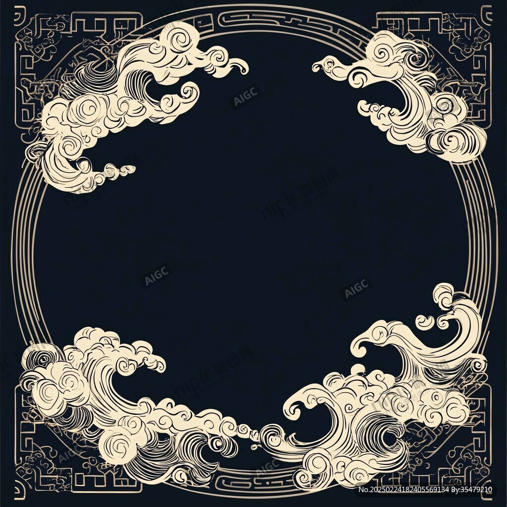 中式图案云纹浪花