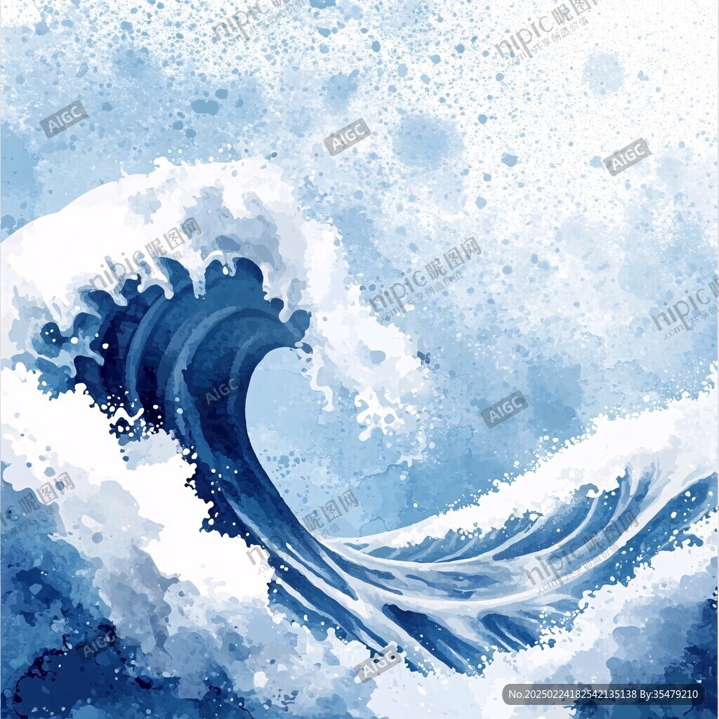手绘海浪海浪背景设计