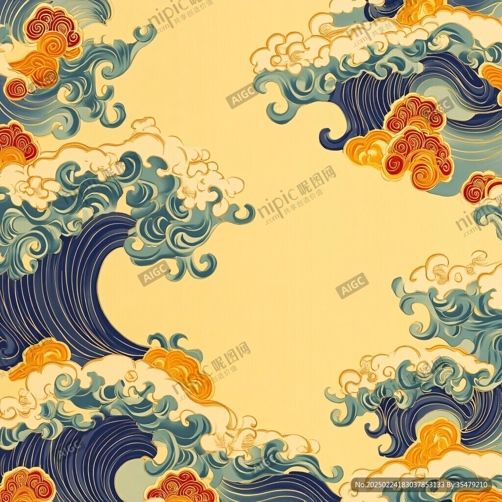 海浪云纹浪花背景