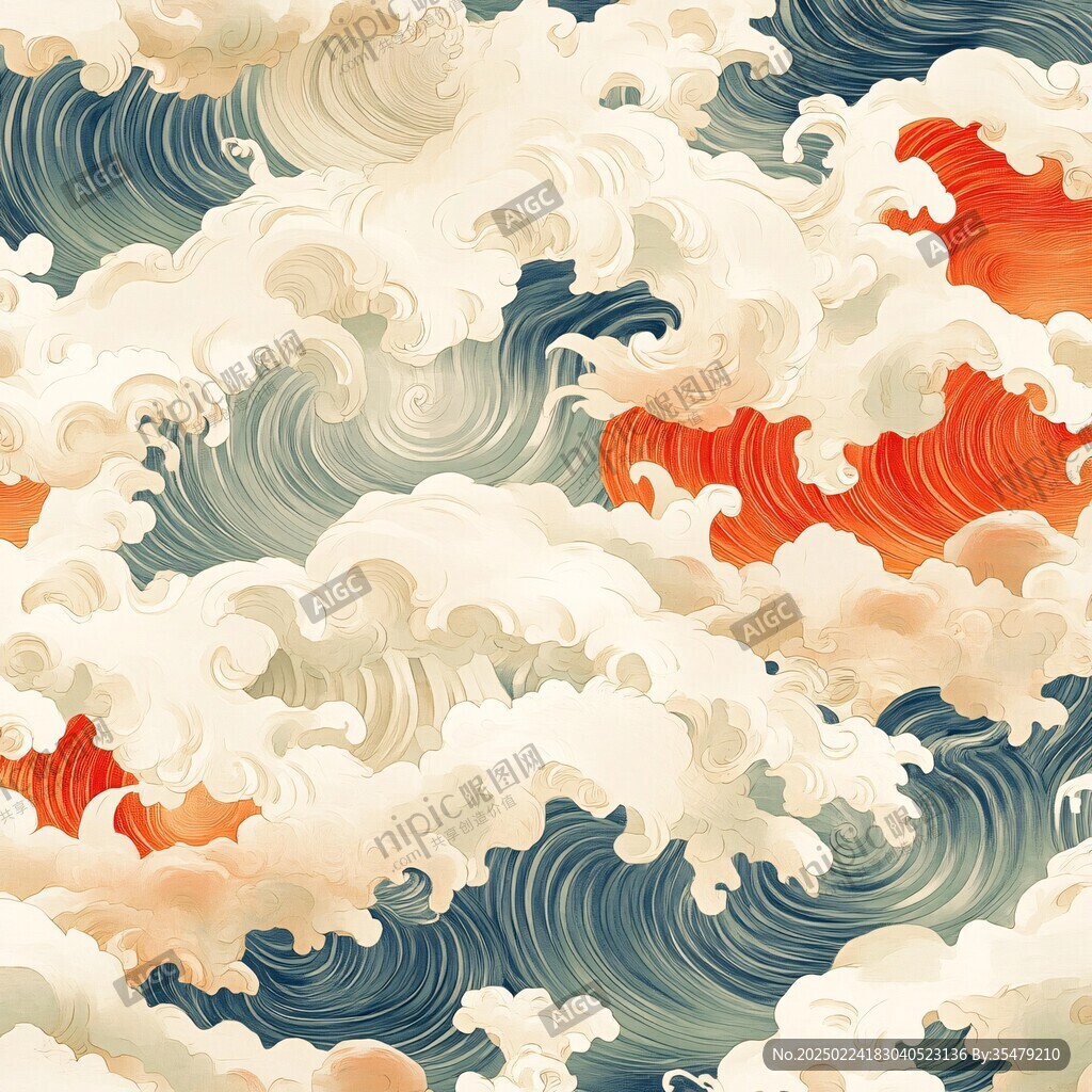 海浪云纹浪花背景