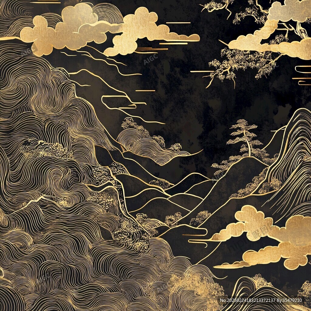 新中式金线山水